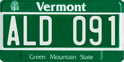 VT license plate ALD091
