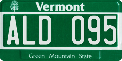VT license plate ALD095
