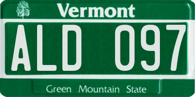 VT license plate ALD097