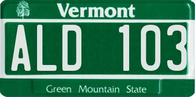 VT license plate ALD103