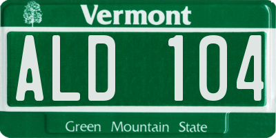 VT license plate ALD104