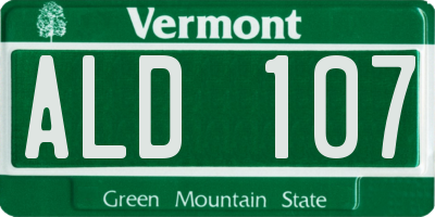 VT license plate ALD107
