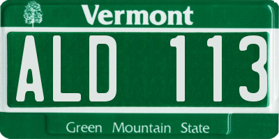 VT license plate ALD113