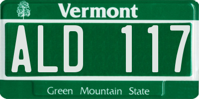 VT license plate ALD117