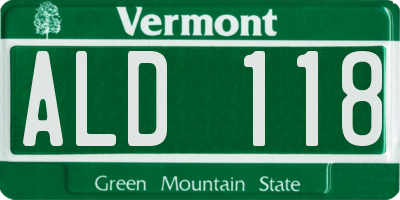 VT license plate ALD118