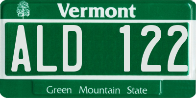 VT license plate ALD122
