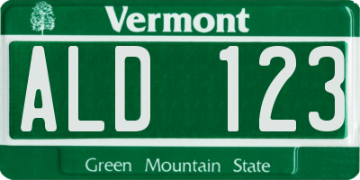 VT license plate ALD123