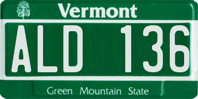 VT license plate ALD136