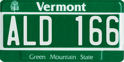 VT license plate ALD166