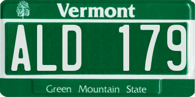 VT license plate ALD179