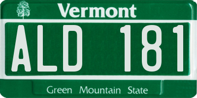 VT license plate ALD181