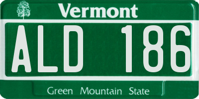 VT license plate ALD186