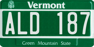 VT license plate ALD187
