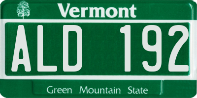 VT license plate ALD192