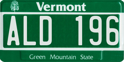 VT license plate ALD196