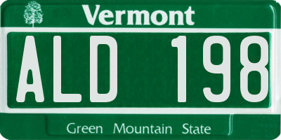 VT license plate ALD198