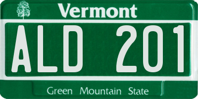 VT license plate ALD201