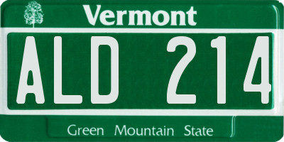VT license plate ALD214