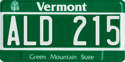 VT license plate ALD215