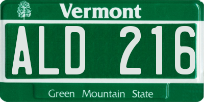 VT license plate ALD216
