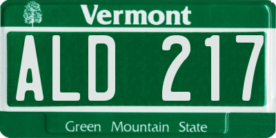 VT license plate ALD217
