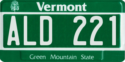 VT license plate ALD221