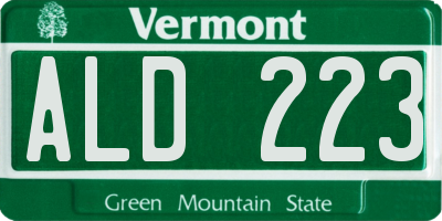 VT license plate ALD223