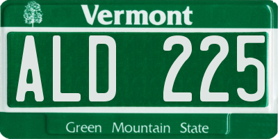 VT license plate ALD225