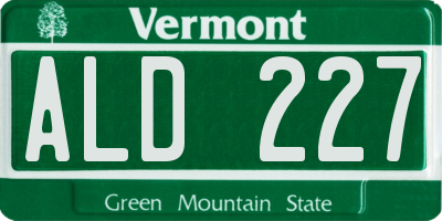 VT license plate ALD227