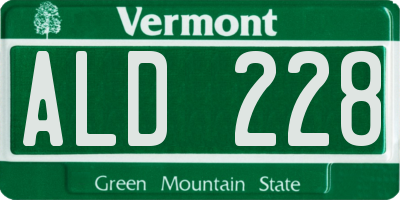 VT license plate ALD228