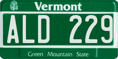 VT license plate ALD229