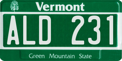 VT license plate ALD231