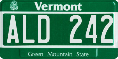 VT license plate ALD242