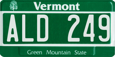 VT license plate ALD249
