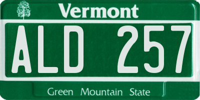 VT license plate ALD257