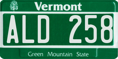 VT license plate ALD258