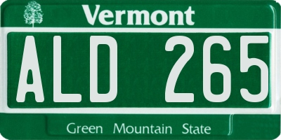 VT license plate ALD265
