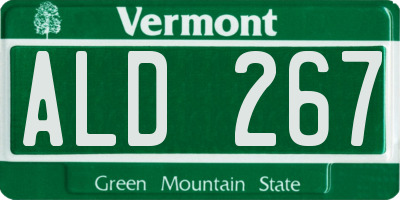 VT license plate ALD267