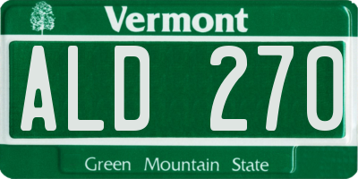 VT license plate ALD270