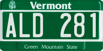 VT license plate ALD281