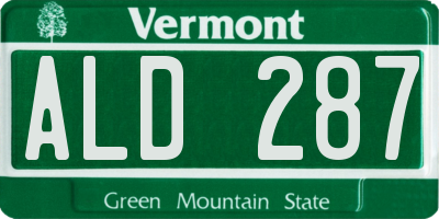 VT license plate ALD287