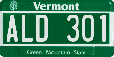 VT license plate ALD301