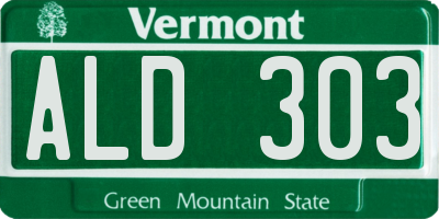 VT license plate ALD303