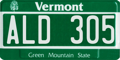 VT license plate ALD305