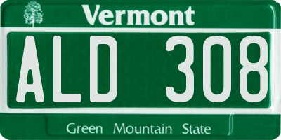 VT license plate ALD308