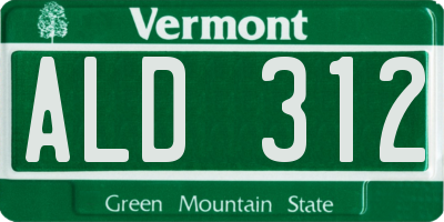 VT license plate ALD312