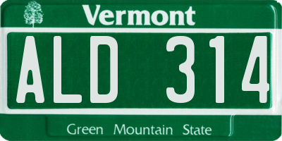VT license plate ALD314