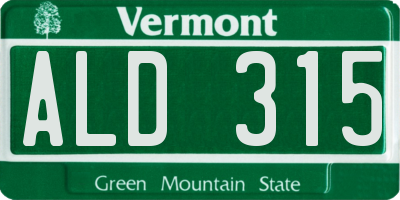 VT license plate ALD315