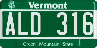 VT license plate ALD316
