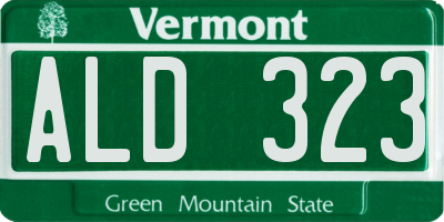 VT license plate ALD323